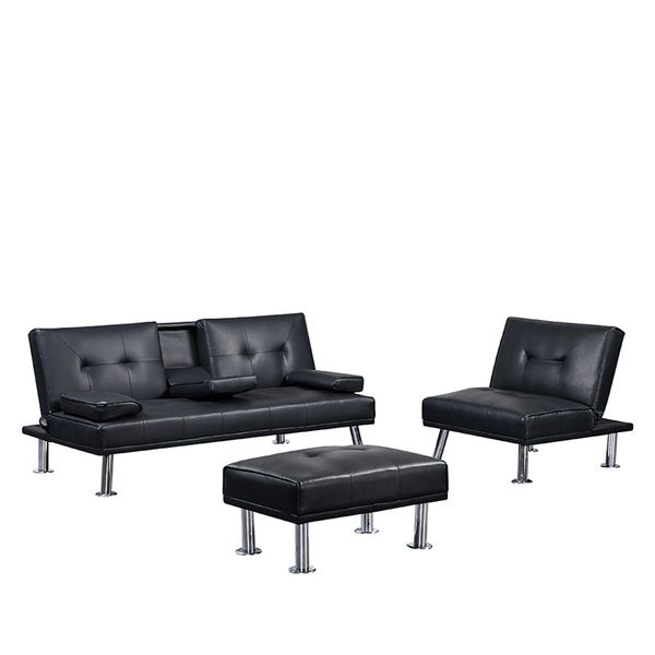 bedroom living room futon sofa bed modern faux leather couch convertible folding sofabed with 2 cup holders 3 pcs for 1 sets
bedroom living room futon sofa bed modern faux leather couch convertible folding sofabed with 2 cup holders 3 pcs for 1 sets