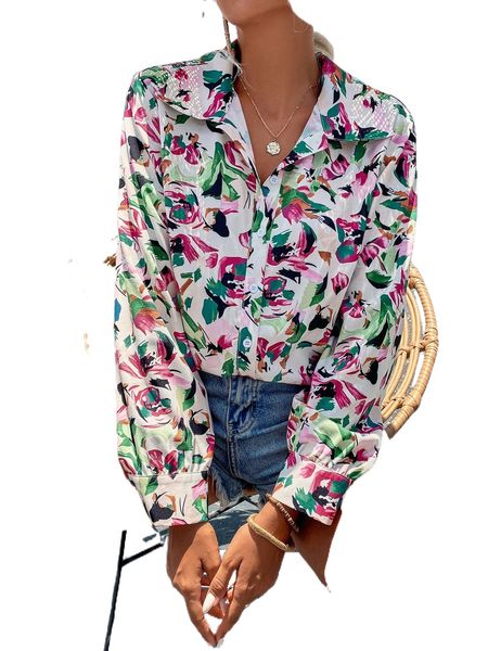 allover print button front shirt s9xl#, White
allover print button front shirt s9xl#, White