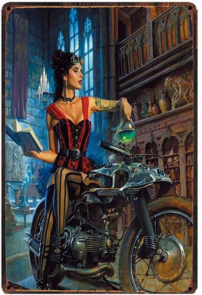 original retro design witch on a motorcycle tin metal signs wall art | thick tinplate print poster wall decoration for garage
original retro design witch on a motorcycle tin metal signs wall art | thick tinplate print poster wall decoration for garage