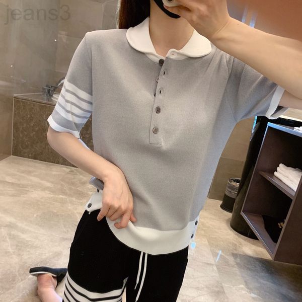 women's t-shirt designer tb brand knitted ice hemp short sleeve summer lapel t-shirt men's and women's four bar slim fit casu, White
women's t-shirt designer tb brand knitted ice hemp short sleeve summer lapel t-shirt men's and women's four bar slim fit casu, White