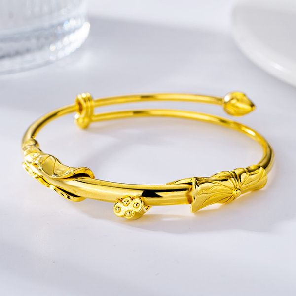 women girls bangle can adjust lotus design 18k yellow gold filled fashion exquisitive lady bracelet jewelry gift dia 56mm, Black
women girls bangle can adjust lotus design 18k yellow gold filled fashion exquisitive lady bracelet jewelry gift dia 56mm, Black