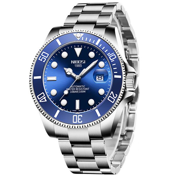 nibosi 2021 brand luxury men watches automatic black watch men stainless steel waterproof business sport mechanical wristwatch, Silver
nibosi 2021 brand luxury men watches automatic black watch men stainless steel waterproof business sport mechanical wristwatch, Silver
