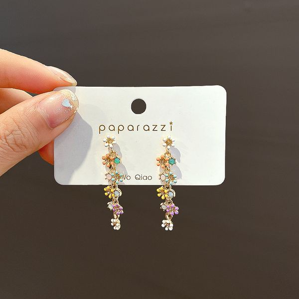 925 silver needle little flower candy color mori style super fairy flowers earrings korean graceful and cute long earrings, Golden
925 silver needle little flower candy color mori style super fairy flowers earrings korean graceful and cute long earrings, Golden