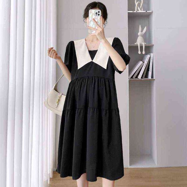 korean style summer maternity chiffon dress preppy style block color turndown collar patchwork pregnant woman aline dress cute j220628, White
korean style summer maternity chiffon dress preppy style block color turndown collar patchwork pregnant woman aline dress cute j220628, White