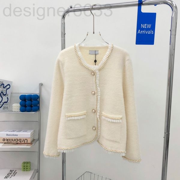 women's sweaters designer chao brand mink pearl lace embroidered round neck sweater autumn winter loose casual knitted cardigan abpi, White;black
women's sweaters designer chao brand mink pearl lace embroidered round neck sweater autumn winter loose casual knitted cardigan abpi, White;black