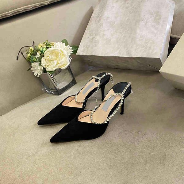 sandals slipper designer women shoes fashion pointed high heels luxury rhinestones chain thin heeled sandal evening party slides 220527, Black
sandals slipper designer women shoes fashion pointed high heels luxury rhinestones chain thin heeled sandal evening party slides 220527, Black