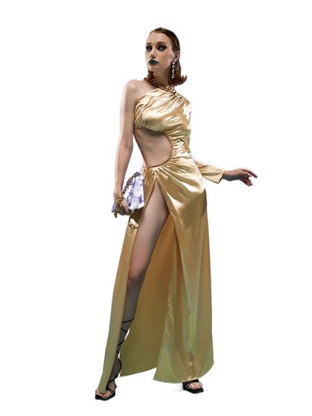 x brian khoo one shoulder cut out split thigh satin dress y54p#, Black;gray
x brian khoo one shoulder cut out split thigh satin dress y54p#, Black;gray