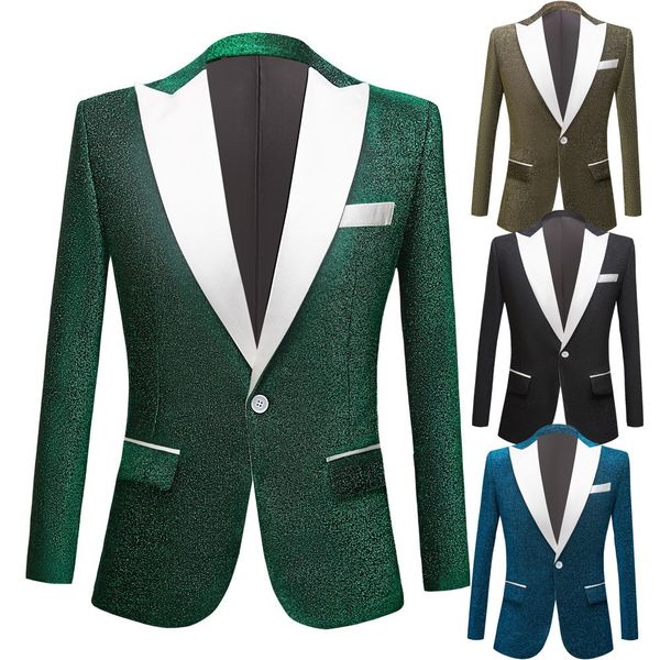 men's glitter silk suit jacket groom wedding slim tuxedo lapel neck single button singer host stage business blazer black plus size, White;black
men's glitter silk suit jacket groom wedding slim tuxedo lapel neck single button singer host stage business blazer black plus size, White;black