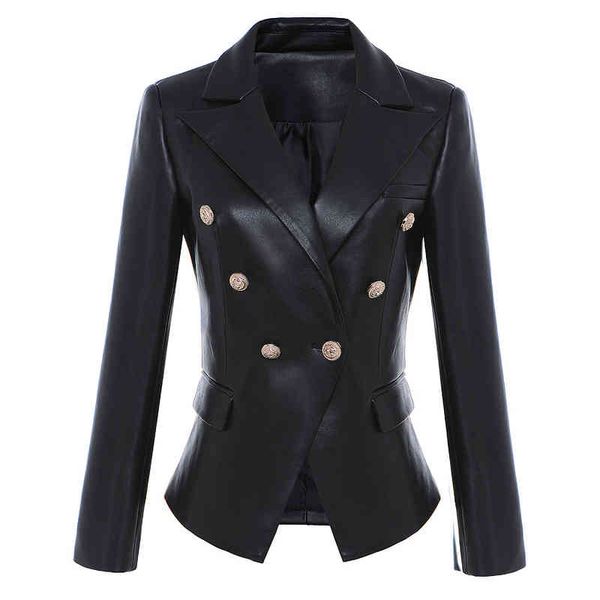 women's suits & blazers 2022 autumn and winter high-quality synthetic leather lion head metal button double breasted slim suit coat him, White;black
women's suits & blazers 2022 autumn and winter high-quality synthetic leather lion head metal button double breasted slim suit coat him, White;black