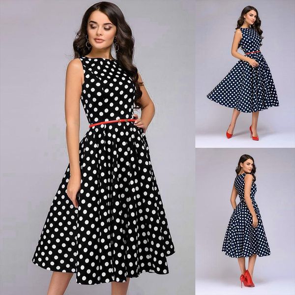women elegant dress summer dot print sleeveless vintage zip flare retro knee length fashion polka, Black;gray
women elegant dress summer dot print sleeveless vintage zip flare retro knee length fashion polka, Black;gray
