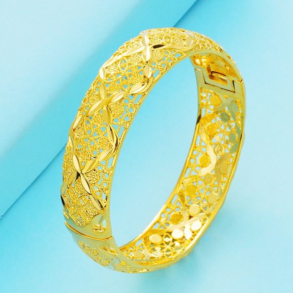 bridal bangle filigree flower pattern bracelet 18k gold bangle elegant womens wedding jewelry gift, Black
bridal bangle filigree flower pattern bracelet 18k gold bangle elegant womens wedding jewelry gift, Black