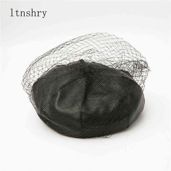 2022 new spring summer black hat chic leather french beret with veil mesh show double layer women beret hats cap j220722, Blue;gray
2022 new spring summer black hat chic leather french beret with veil mesh show double layer women beret hats cap j220722, Blue;gray