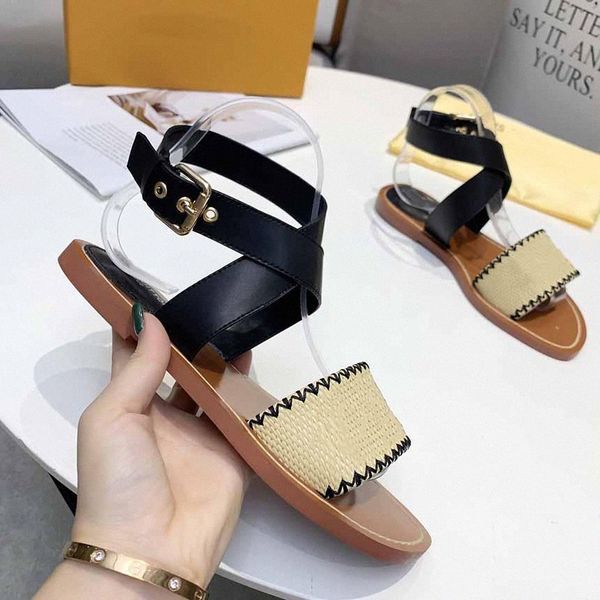 designer pp grass sandals ankle cross leather lace up women's beach sandals slippers classic embroidery print flat shoes h02j#, Black
designer pp grass sandals ankle cross leather lace up women's beach sandals slippers classic embroidery print flat shoes h02j#, Black
