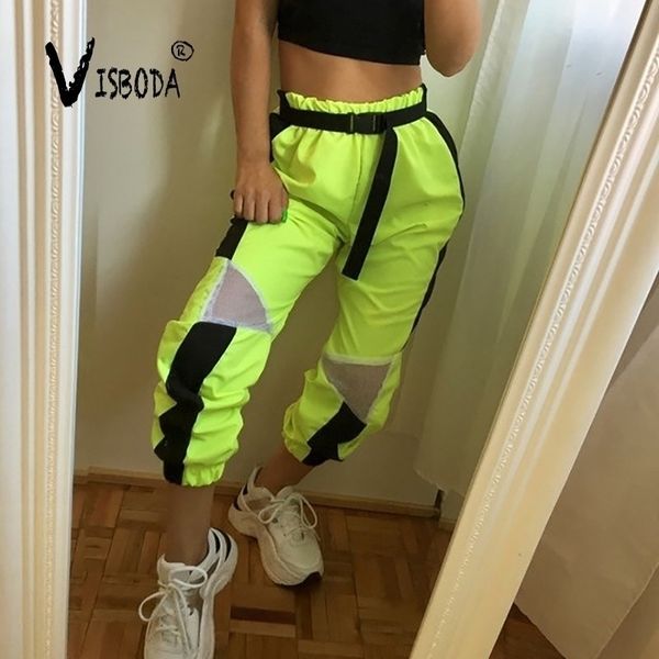 women loose baggy trousers fashion ladies neon green joggers mesh patchwork sweatpants pants hiphop dance pants plus size y200418, Black;white
women loose baggy trousers fashion ladies neon green joggers mesh patchwork sweatpants pants hiphop dance pants plus size y200418, Black;white