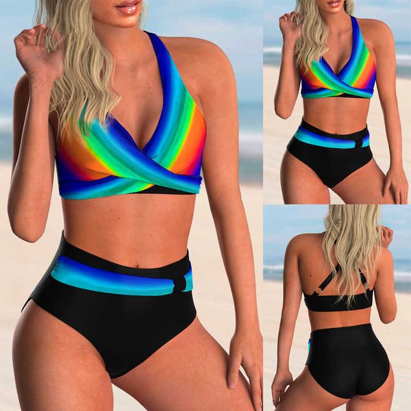 2022 swimsuit new high waist printed triangular bikini split large swimsuit bikini 
2022 swimsuit new high waist printed triangular bikini split large swimsuit bikini