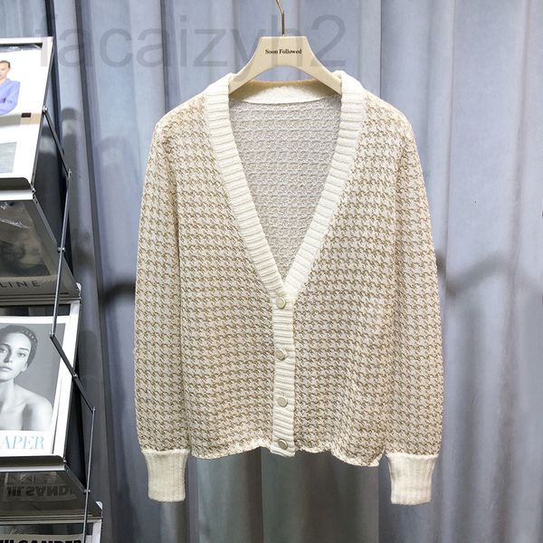 women's knits & tees designer cashmere v-neck knitted cardigan women's 21 autumn and winter wear contrast checked jacquard simple, White
women's knits & tees designer cashmere v-neck knitted cardigan women's 21 autumn and winter wear contrast checked jacquard simple, White
