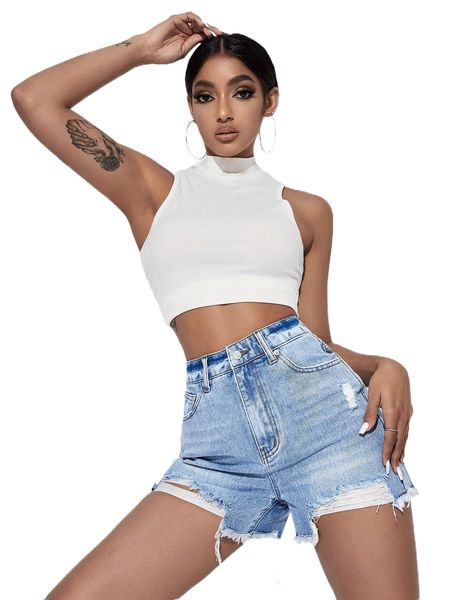 raw hem ripped denim shorts t1ag#, White;black
raw hem ripped denim shorts t1ag#, White;black