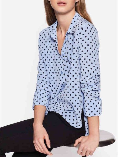 women's blouses & shirts equipment woman light blue polka dot silk shirt brand spring and summer arrive france paris fashion gdve, White
women's blouses & shirts equipment woman light blue polka dot silk shirt brand spring and summer arrive france paris fashion gdve, White