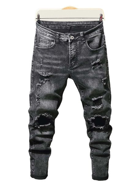 men ripped frayed bleach wash tapered jeans r3wt#, Blue
men ripped frayed bleach wash tapered jeans r3wt#, Blue