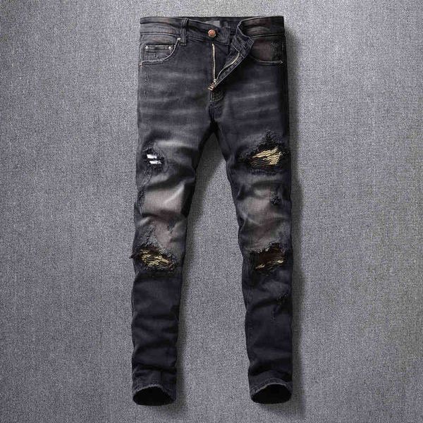 men's jeans black grey jeans men's tattered old stickers slim fitting little feet trendy american style high street small straight, Blue
men's jeans black grey jeans men's tattered old stickers slim fitting little feet trendy american style high street small straight, Blue