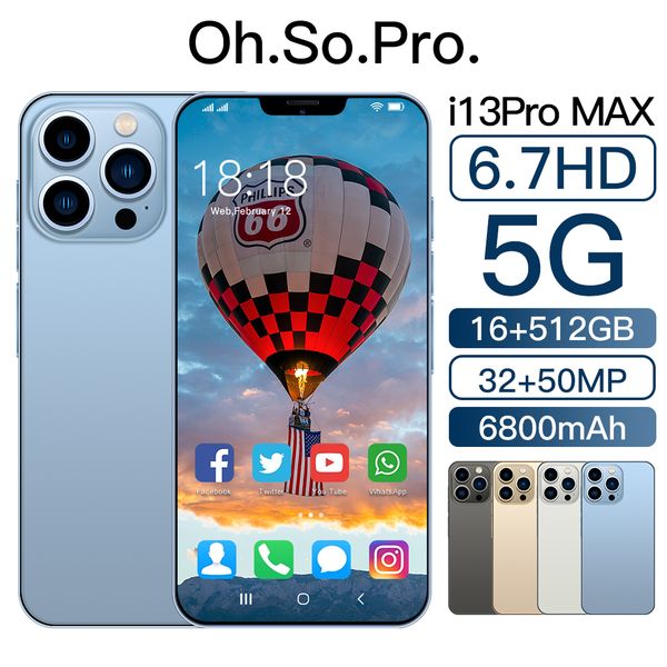 

2022 dealscelular i13 pro max 5g 16gb 512gb global version finger phone android 11 6.7 hd smartphone 10 core 6800mah unlock