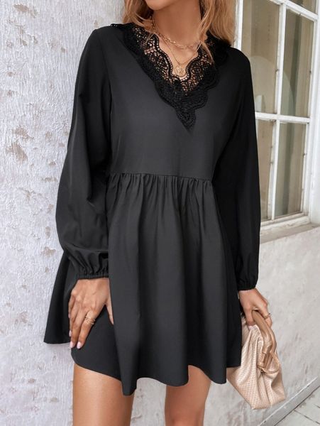 guipure lace insert dress h2xe#, Black;gray
guipure lace insert dress h2xe#, Black;gray