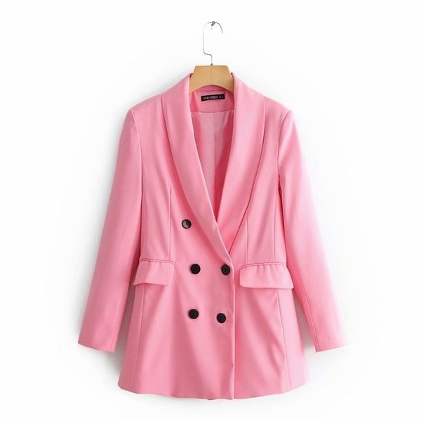 women pink za chic blazer arrival sweet girl springautumn fashion double breasted long sleeve pink blazers mujer y201026, White;black
women pink za chic blazer arrival sweet girl springautumn fashion double breasted long sleeve pink blazers mujer y201026, White;black