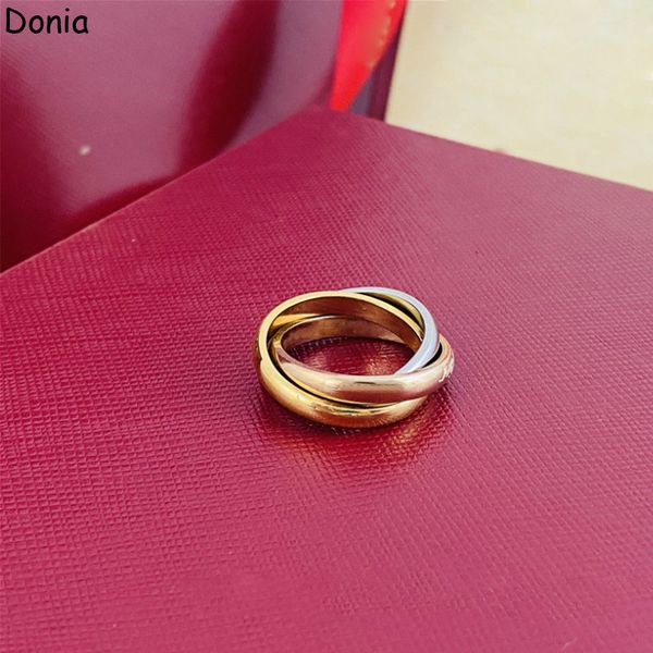 donia jewelry luxury ring european and american fashion three-color glossy three-ring titanium steel ring designer with box, Silver
donia jewelry luxury ring european and american fashion three-color glossy three-ring titanium steel ring designer with box, Silver