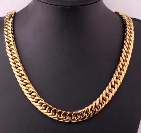 18k men's 13mm hip hop gold chain double woven plate necklace 55cm, Black 
18k men's 13mm hip hop gold chain double woven plate necklace 55cm, Black
