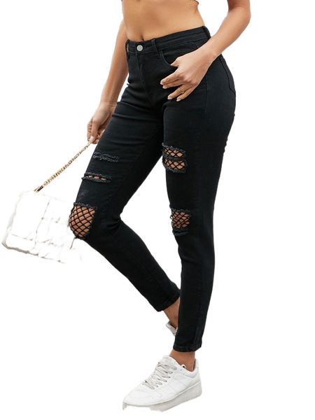 contrast fishnet raw trim skinny jeans j4qm#, Blue
contrast fishnet raw trim skinny jeans j4qm#, Blue