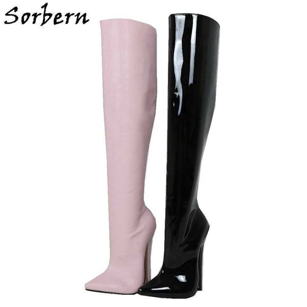 sorbern hard shaft knee high boots for womens customized 18cm heels pointed toe shoe stiletto vegan fetish heeled, Black
sorbern hard shaft knee high boots for womens customized 18cm heels pointed toe shoe stiletto vegan fetish heeled, Black