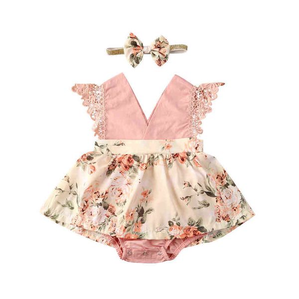 0-24m sweet baby girls romper dress floral print sleeveless lace pink v neck princess jumpsuits g220521, Blue
0-24m sweet baby girls romper dress floral print sleeveless lace pink v neck princess jumpsuits g220521, Blue