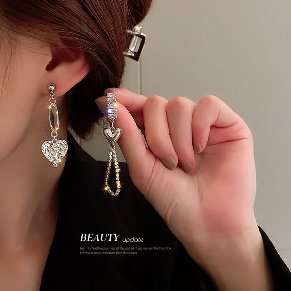 925 silver needle zircon crystal love asymmetric earrings korean trendy elegant earrings ins frosty style eardrop women, Golden
925 silver needle zircon crystal love asymmetric earrings korean trendy elegant earrings ins frosty style eardrop women, Golden