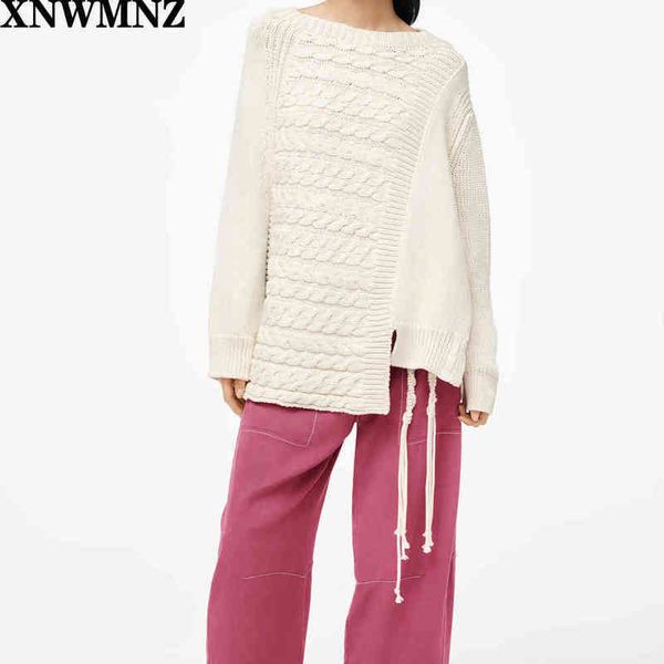 xnwmnz za women knit sweater featuring a round neck long sleeves cableknit detail and asymmetric hem female outerwear chic 210513, White
xnwmnz za women knit sweater featuring a round neck long sleeves cableknit detail and asymmetric hem female outerwear chic 210513, White