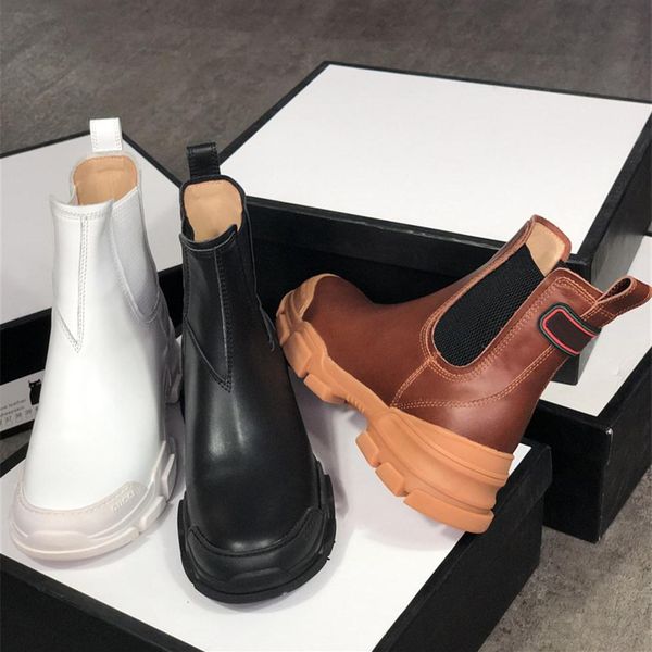 2020 men women's leather ankle boot black white leather shoes fashion chunky rubber 100% real leather lug sole winter booties2660
2020 men women's leather ankle boot black white leather shoes fashion chunky rubber 100% real leather lug sole winter booties2660