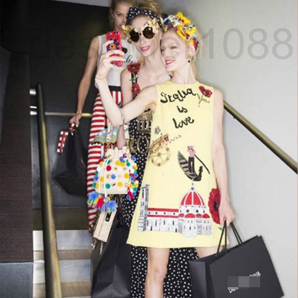 casual dresses designer catwalk spring and summer printed yellow three-dimensional embroidery boat slim sleeveless vest dress women's w, Black;gray
casual dresses designer catwalk spring and summer printed yellow three-dimensional embroidery boat slim sleeveless vest dress women's w, Black;gray