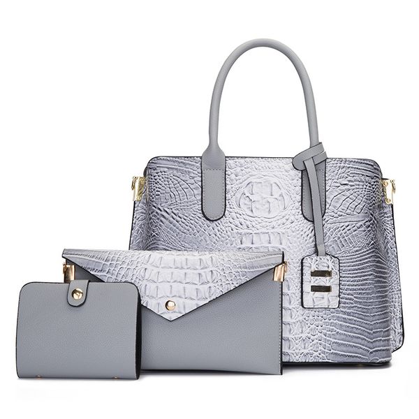 Fashionable women shoulder bag 5 colors three-piece fashion leather handbags elegant atmospheric pressure flower backpack popular street crocodile handbag, Black
Fashionable women shoulder bag 5 colors three-piece fashion leather handbags elegant atmospheric pressure flower backpack popular street crocodile handbag, Black