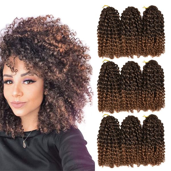 8 inch ombre hair extensions synthetic marlybob jerry curl hair jamaican bounce crochet afro kinky curly braids ls05, Black