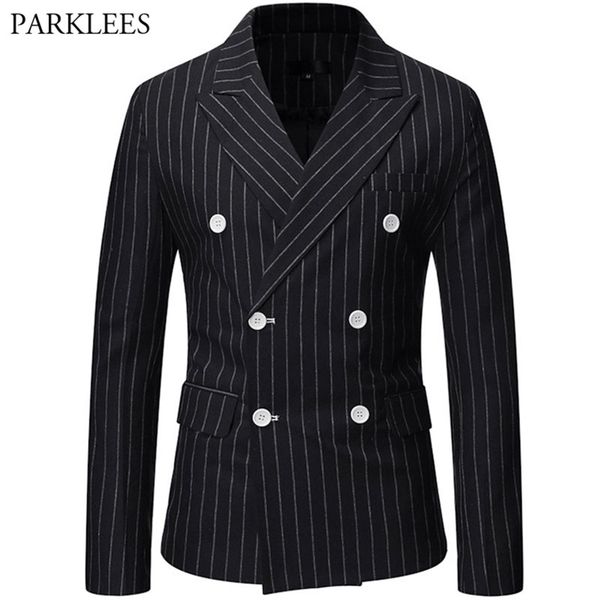 black striped men blazer fashion double breasted mens suit jacket coats casual business tuexdo costume homme casaco masculino 220409, White;black
black striped men blazer fashion double breasted mens suit jacket coats casual business tuexdo costume homme casaco masculino 220409, White;black