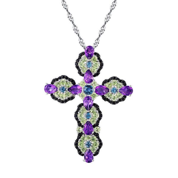 gz zongfa women's 925 real silver pendant necklace, natural multicolor exquisite jewelry, with a large cross
gz zongfa women's 925 real silver pendant necklace, natural multicolor exquisite jewelry, with a large cross