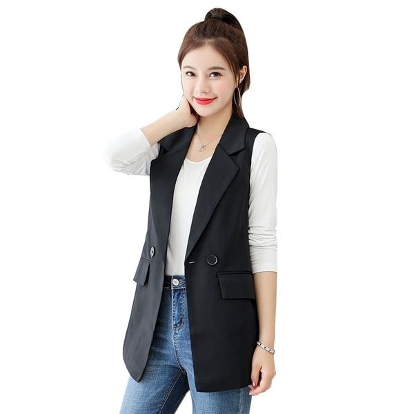 plus size buttons black vest women elegant sleeveless jacket female spring coat turndown collar slim waistcoat summer 201031, Black;white
plus size buttons black vest women elegant sleeveless jacket female spring coat turndown collar slim waistcoat summer 201031, Black;white