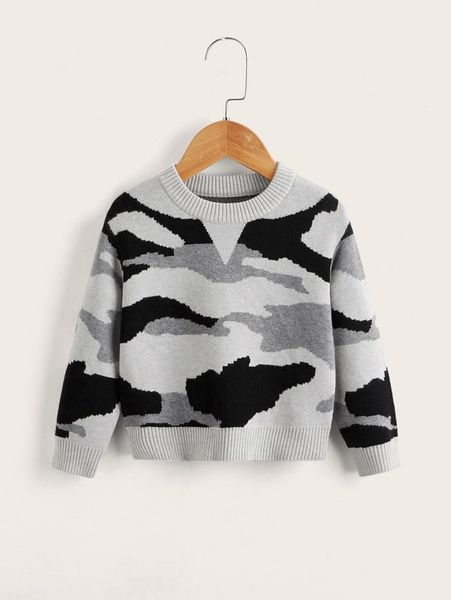 toddler boys camo pattern sweater she, Blue