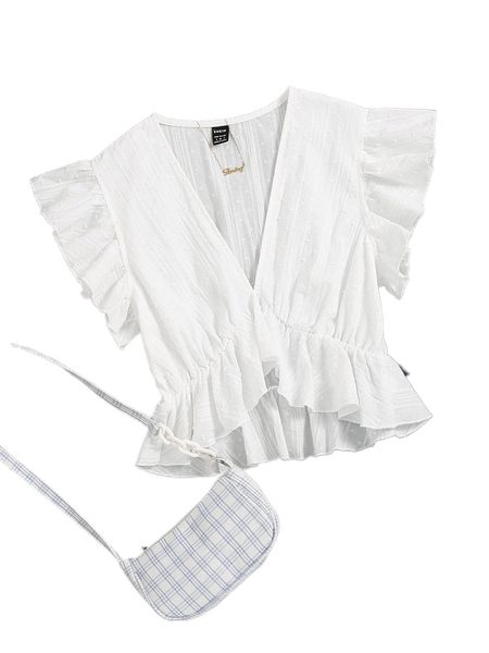 swiss dot r.uffle trim h.igh l.ow h.em b.louse c4yn#, White