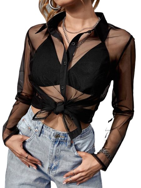 see through button front blouse without bra 17ye#, White
see through button front blouse without bra 17ye#, White