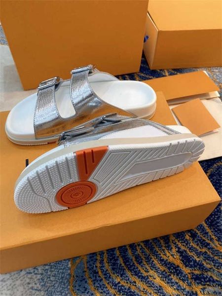 2021 summer men women trainer mule slippers metallic silver leather sandals rubber outsole outdoor cool casual luxury flat flip flops, Black
2021 summer men women trainer mule slippers metallic silver leather sandals rubber outsole outdoor cool casual luxury flat flip flops, Black