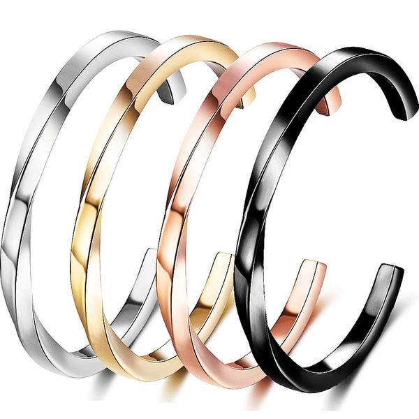 stainlesss steel twisted wave classical simple plain open cuff bangle bracelet 4mm 18k gold plated bracelets for women men su1216, Black
stainlesss steel twisted wave classical simple plain open cuff bangle bracelet 4mm 18k gold plated bracelets for women men su1216, Black