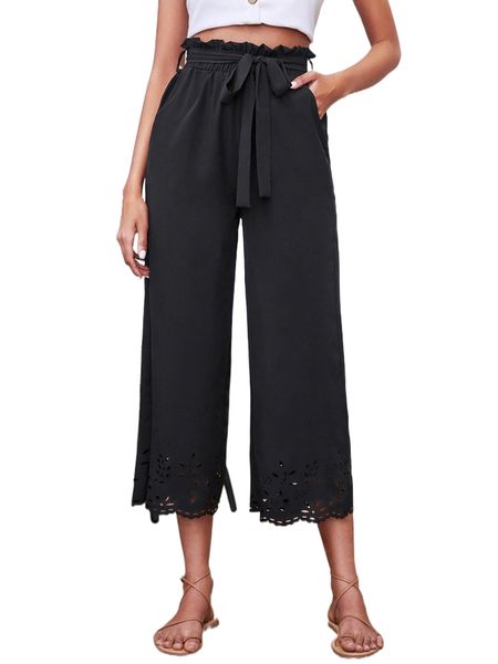 solid belted laser cut pants 13jo#, Black;white
solid belted laser cut pants 13jo#, Black;white