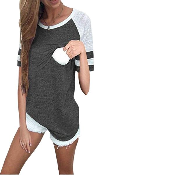 2020 cross-border european and american women's amazon raglan sleeve nursing t-shirt crewneck colorblock short sleeve care s7vp#, White
2020 cross-border european and american women's amazon raglan sleeve nursing t-shirt crewneck colorblock short sleeve care s7vp#, White