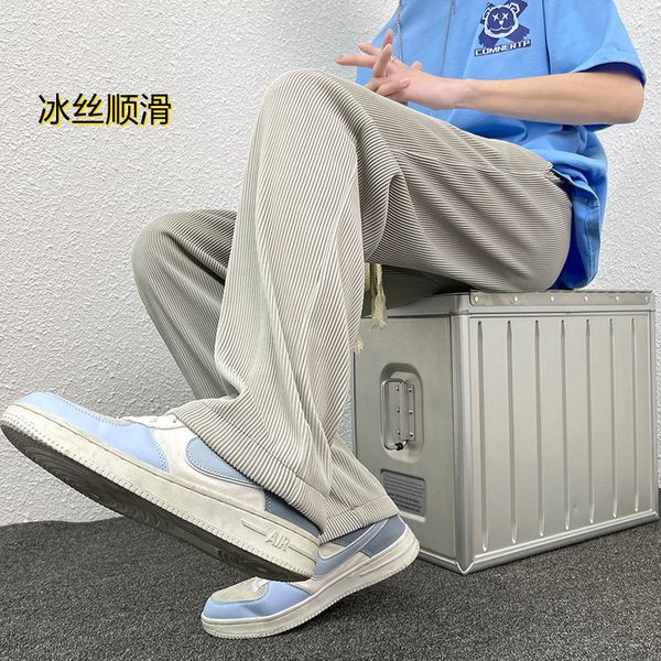 ice silk men's casual baggy pants fashion solid color male streetwear trousers korean style hip hop branded man clothing, Black
ice silk men's casual baggy pants fashion solid color male streetwear trousers korean style hip hop branded man clothing, Black