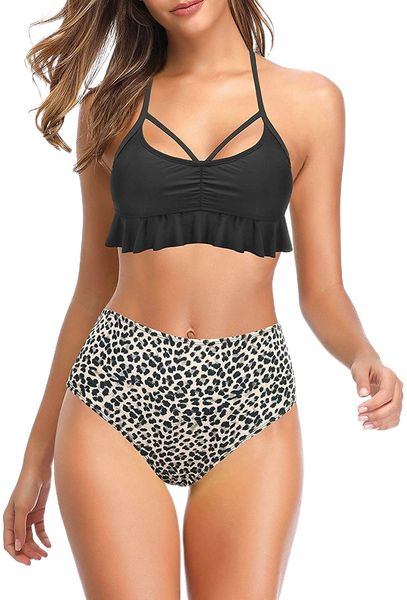 women's ruched ruffled trim bikini floral printing bottom two piece swimsuits 59pk#, White;black
women's ruched ruffled trim bikini floral printing bottom two piece swimsuits 59pk#, White;black